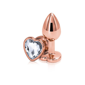 Rear Assets Rose Gold Metal Plug Anal Toys NS Novelties Small Clear Heart