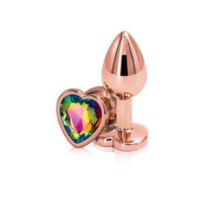 Rear Assets Rose Gold Metal Plug Anal Toys NS Novelties Small Rainbow Heart