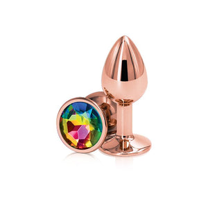 Rear Assets Rose Gold Metal Plug Anal Toys NS Novelties Small Rainbow Round