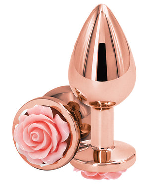 Rose Gold Plug With Rose Anal Toys NS Novelties Small Light Pink 