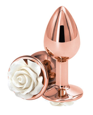 Rose Gold Plug With Rose Anal Toys NS Novelties Small White 