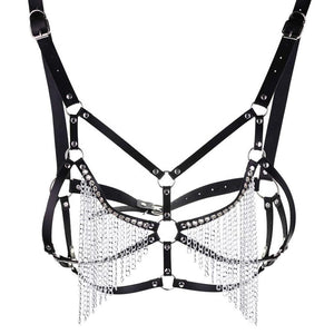 Strappy Leather Harness with Chains Lingerie & Clothing > Accessories Touch of Fur 