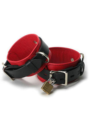 Strict Leather Deluxe Black & Red Locking Wrist Cuffs BDSM > Restraints Strict Leather 