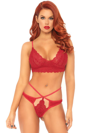 Sweetheart Lace Bralette and Panty Set Lingerie & Clothing > Lingerie Small-XL Leg Avenue Red Small/Medium 