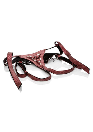 The Regal Queen Crotchless Vegan Leather Adjustable Harness Dildo Harnesses Cal Exotics Red 