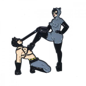 Villains and Superheroes Enamel Pins Bachelorette & Novelty Geeky & Kinky Catwoman and Batman 